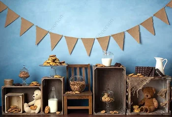 Декори за снимки с бисквити, дървени подове, торта за новородено, детски портрет на общините в душата, на Фона на фотосесия - Изображение 2  