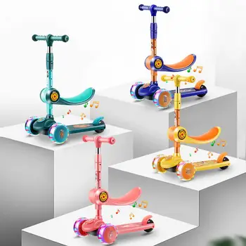 Детски скутер, детска сгъваема скейтборд, детски регулируеми по височина проблесковый инвалидност, 3 колела, скутери, скутер - Изображение 1  