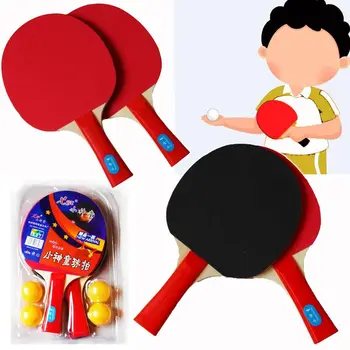 Детски спортни съоръжения за упражнения, Дълга дръжка с 4 тренировочными топки, 5-слойная дървена ракета за тенис на маса, гребло за пинг-понг - Изображение 1  