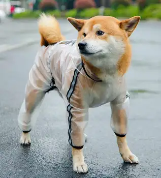 Дъждобран за кучета, прозрачна светоотражающая водоустойчив яке на 4 крака за малки, средни и големи кучета, дъждобран - Изображение 1  