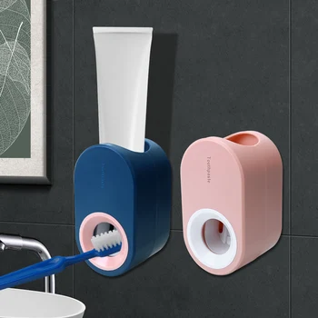 Държач за четка за зъби, прахоустойчив, рафтове за съхранение на Аксесоари за баня, стенни сокоизстисквачка за паста за зъби, автоматичен опаковка на паста за зъби - Изображение 1  