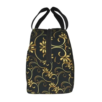 Европейската викторианската и цветя златни изолирано чанта-тоут за обяд в стил барок, разменени термохолодильник Bento Box School - Изображение 2  