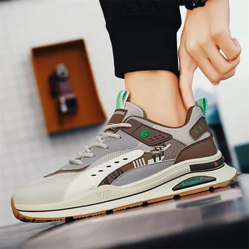 Ежедневни обувки за мъже, градинска пешеходната обувки, мъжки обувки, луксозни спортни маратонки за мъже, масивна маратонки, нови обувки, сив цвят - Изображение 2  