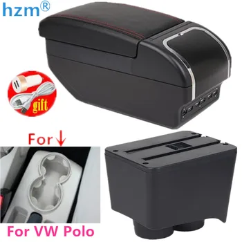 За Volkswagen Polo, подлакътник за VW Polo 9N 3, авто подлакътник, кутия 2002-2010, кутия за съхранение на резервни части, аксесоари за интериора на автомобила, USB - Изображение 1  