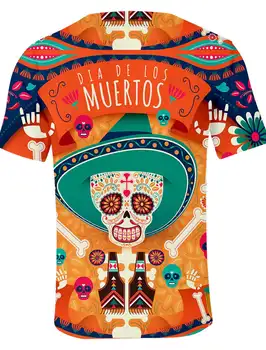 Забавна мексико тениска с черепа, Аниме, Карикатура, Денят на Независимостта на Мексико, Ден на Мъртвите, тениски за Мъже, Дамски тениски - Изображение 1  