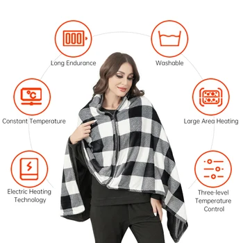 Зимно одеало с отопление на открито, топлоизолационна шал, електрическо одеало с нагревател за вашия офис, за къмпинг - Изображение 1  