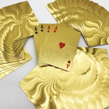 Златни карти за игра Пластмасова детска комплект за покер Фолио Покер pack-Magic Cards Водоустойчив подарък колекция от карти за игра - Изображение 1  