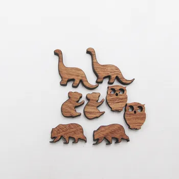 Изрязани с лазер животни Динозавър бухал Мечка Коала Дървени висулки за обици със собствените си ръце, дървени кабошоны, бижута, за обици - Изображение 1  