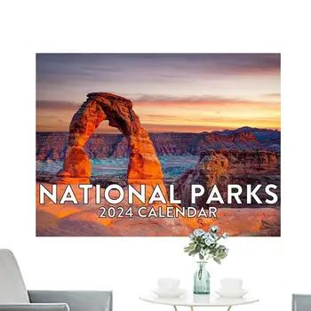 Календар красивите национални паркове в 2024 година Календар на националните паркове подарък 2024 година Стенен календар за организация на календара и планиране - Изображение 1  