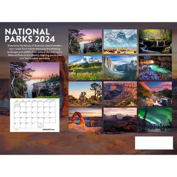 Календар красивите национални паркове в 2024 година Календар на националните паркове подарък 2024 година Стенен календар за организация на календара и планиране - Изображение 2  