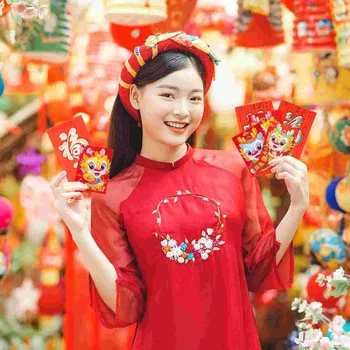 Китайски Червен пакет Хунбао, Годината на Дракона, Притежател на пари, на празника на Пролетта, Сватба, Подаръци за рожден Ден, Смесен стил - Изображение 2  