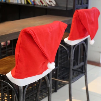 Коледна украса, червен калъф за стол във формата на шапката на Дядо Коледа - Изображение 2  