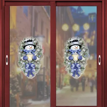 Коледни стикери Снежен човек Стъклена врата Прозорец Украсата на стаите в Самозалепващи се стикери за стена - Изображение 1  