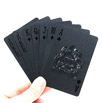 Колекция от карти за игра Golden Poker от водоустойчива черна пластмаса, карти за покер, Black Diamond, креативен подарък, стандартни карти за игра - Изображение 2  