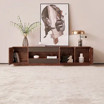 Комбинация от TV-шкаф и чаено маса от черен орех в Северна Америка, Италиански мебели за всекидневната - Изображение 2  
