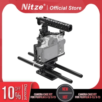 Комплект Nitze Кейдж за Fujifilm X-T2/X-T3 със скоба за кабел, съвместим с PE08 HDMI, дръжка на НАТО PA14, централна котлони PB05B и пръчки - FTK- - Изображение 2  