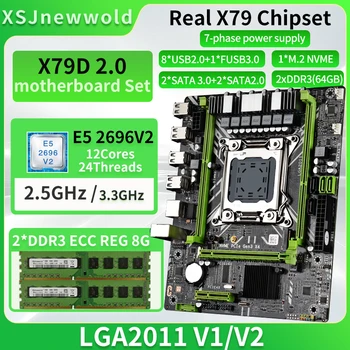 Комплект дънната платка xeon X79D с процесора e5 2696v2 jingsha комплект дънната платка lga2011 nvme ddr3 xeon x79 16G (2*8G) двоен - Изображение 1  