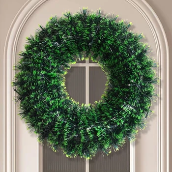 Красив изкуствен зелен венец Елегантен 40 см Зелен празничен венец за входната врата, стена, сватбени партита, аксесоари за дома - Изображение 1  