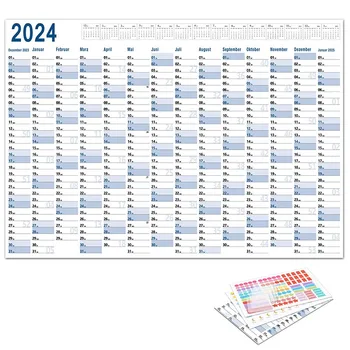 Кратък стенен календар в 2024 година, голяма част график за стенен календар за цялата година календар за 365 дни, големи плакатные календари за академични занимания - Изображение 1  