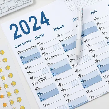 Кратък стенен календар в 2024 година, голяма част график за стенен календар за цялата година календар за 365 дни, големи плакатные календари за академични занимания - Изображение 2  