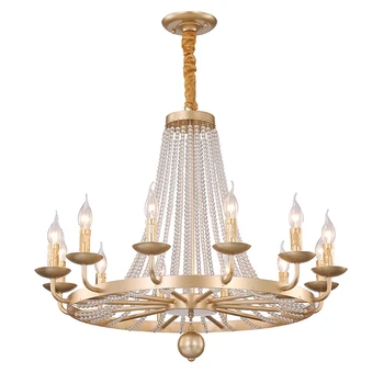 Кристален полилей в американски стил кънтри, светлина на свещи, ретро хол, спалня, трапезария, атмосферни луксозен кристален лампа - Изображение 1  