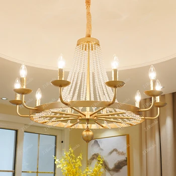 Кристален полилей в американски стил кънтри, светлина на свещи, ретро хол, спалня, трапезария, атмосферни луксозен кристален лампа - Изображение 2  