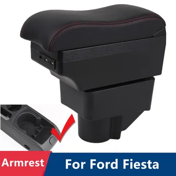 Кутия за подлакътник на Ford Fiesta Кожен подлакътник за съхранение в централната конзола USB Автомобилен аксесоар - Изображение 1  