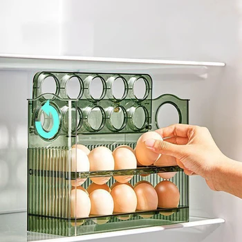 Кутия за съхранение на яйца на 30 Мрежи, държач за яйца, Органайзер за тави за яйца с Голям капацитет, Прозрачен Домашен контейнер за яйца за хладилник - Изображение 2  
