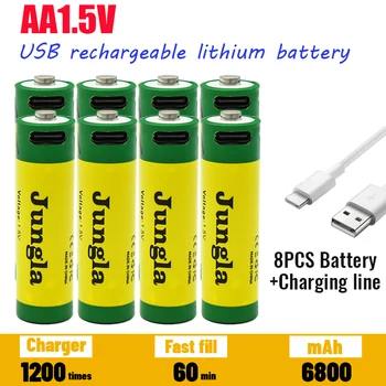 Литиево-йонна батерия 1,5 АА голям капацитет, с бързо зареждане капацитет 6800 mah.Литиева батерия USB за играчка на клавиатурата - Изображение 2  