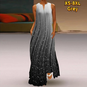 Лятно Дамско Удобно и дышащее рокля с V-образно деколте, секси Лятно Ежедневното плажна рокля за почивка в Ретро стил, дълга рокля XS-8XL - Изображение 2  