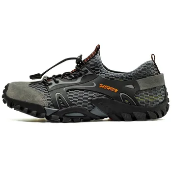 Лятото дишащи мъжки туристически обувки от велур + мрежи, улични мъжки маратонки, скално катерене Обувки, Мъжки спортни обувки, Бързосъхнеща Водоустойчив обувки - Изображение 1  