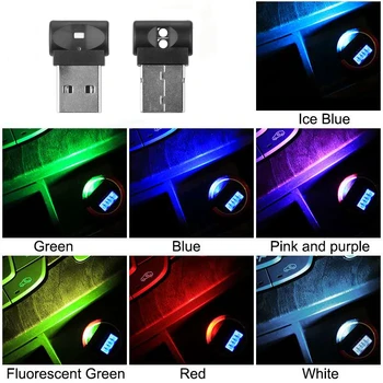 Мини USB Led Авто Лампа Auto Interior Atmosphere Light Декоративен за dacia duster mercedes w203 w211 volvo xc60 renault megane p - Изображение 2  