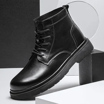 Мъжки обувки Zapatos De Hombre от естествена кожа, модни елегантна луксозна Класическа градинска обувки дантела с най-високо качество - Изображение 1  