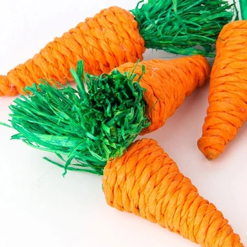 Нова дъвка играчка-зайче за почистване на зъбите, естественото лечение на сено, трева, моркови, играчки за игри със заек, шиншиллой и хомяком - Изображение 2  