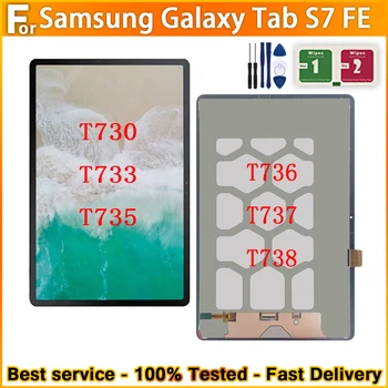 Нова оригинална подмяна на Samsung Galaxy Tab S7 FE T730 T733 T735 T736 T737 T738 LCD дисплей със сензорен екран в събирането на 100% Тест - Изображение 1  