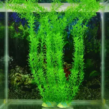 Нови 30-сантиметрови изкуствени подводни растения, декорация на аквариума, зелено-лилави декорации за гледане на водна трева - Изображение 1  