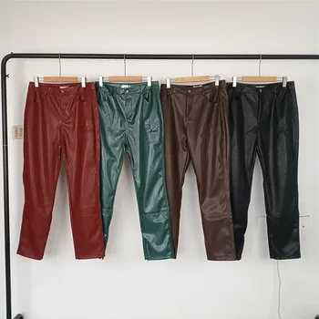 Нови кожени панталони Rhude, мъжки и дамски градинска облекло, панталони за джогинг с цип, Джъстин Бийбър - Изображение 1  