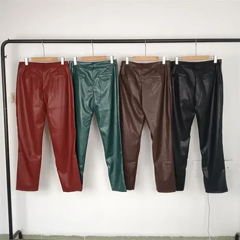 Нови кожени панталони Rhude, мъжки и дамски градинска облекло, панталони за джогинг с цип, Джъстин Бийбър - Изображение 2  