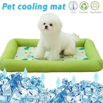 Новият годишен охлаждащ подложка за домашни кучета и котки, малък квадратен охлаждащ подложка от ледената коприна, Дишаща Преносим Удобни Легла за кучета, аксесоари - Изображение 1  