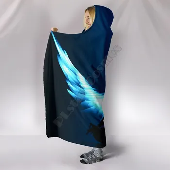 Носимое одеяло с 3D принтом Winged Meditator за деца и възрастни, различни видове одеала с качулка, флисовое одеяло 02 - Изображение 2  