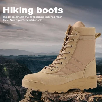 Обувки за алпинизъм, дишащи зимни тактически военни обувки, спортни ловни обувки с висок берцем, леки нескользящие за мъже - Изображение 1  