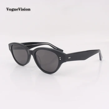 Овални слънчеви очила в черно ацетатна рамки за жени и мъже, модерен Ретро слънчеви очила с защита от uv и на открито, gafas de sol para mujeres - Изображение 1  