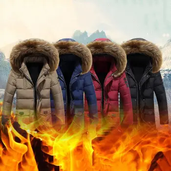 Однотонное памучно палто за Зимата памучно палто с качулка и подплата от изкуствена кожа, Дебела подплата, Подвижна капачка, Ветрозащитная топло унисекс, свалящ се - Изображение 1  