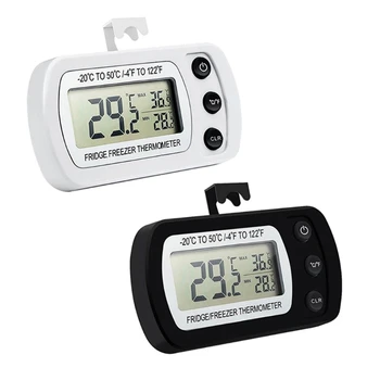 Окачен водоустойчив цифров термометър за хладилник от-20 ° C до 50 ° C Максимална Минимална функцията за запис с LCD дисплей, Магнитна кука - Изображение 1  
