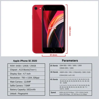 Оригинален мобилен телефон Apple iPhone SE 2020 IOS Отключена 4,7 