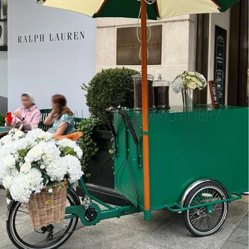 Павилион за продажба на кафе и сокове Allbetter Mobile Food Tricycle, количка за закуски на три колела, мобилна количка за закуска - Изображение 1  