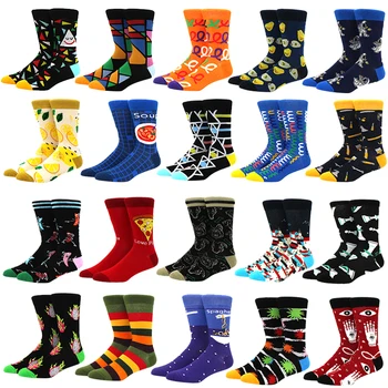 Памучни чорапи в стил ретро с геометрична ленти, чорапи, Ван Гог, чорапи за рисуване с маслени бои, забавни щастливи чорапи, мъжки чорапи - Изображение 1  