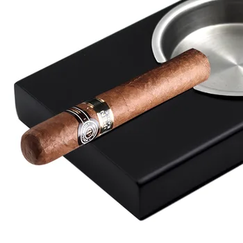 Пепелник за пури от дъб, кубинската пепелник за пури от масивна дървесина с метален канавката - Изображение 2  