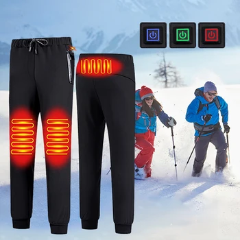 Плюшени панталони с электроподогревом за зареждане от USB, 3 зони на отопление, панталони с электроподогревом, 3 режима за контрол на температурата, водоустойчив, за зимата - Изображение 1  