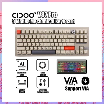 Полагане на Cidoo V87 Pro Механична клавиатура Rgb Hot Swap 87-ключ клавиатура безжична връзка Bluetooth/2.4/usb-c от алуминиева сплав с цифрово управление Чрез - Изображение 1  